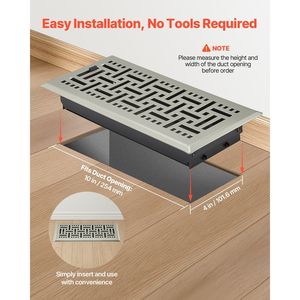 4 Griglie di Ventilazione per Pavimento in Ferro Resistente da 10 Pollici, Confezione da 2, Regolabili, Antiruggine, per HVAC - Product Image 5