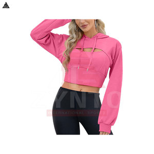Sudadera con Capucha de Último Diseño, Sudadera Corta Extra Grande para Mujer, Sudadera Corta Básica Personalizada con Estampado para Gimnasio, Sudadera Corta de Algodón Mezclado para Mujer - Product Image 5