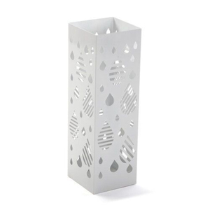 Porte-parapluie carré moderne en métal blanc, support de rangement autoportant en fer ajouré pour entrée de maison - Product Image 1