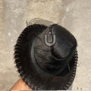 Sombrero de Vaquero de Cuero Vacuno con Pelo Sintético Negro, Ajustable, para Fiestas y Uso en Exteriores, Unisex, Servicios OEM/ODM Disponibles - Product Image 5