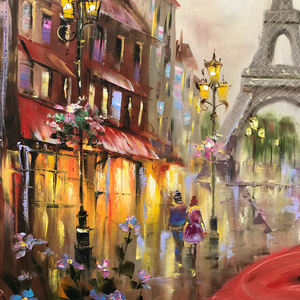 Pintura <span class=keywords><strong>al</strong></span> Óleo de Mujer en París, Bailarina, Arte de Pared, Chica con Vestido Rojo, Obra de Arte de París, Pintura de Bailarina, Decoración de París - Product Image 2