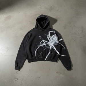 Sudadera con capucha de moda con diseño de araña, estilo oversize, streetwear, lavado ácido, Y2K, de algodón grueso, casual, unisex, sublimada, al por mayor - Product Image 3
