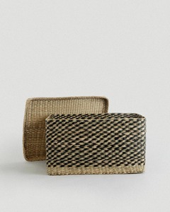 Large <b>rectangular</b> seashell <b>basket</b> with lid Handmade Storage <b>Basket</b> Wholesale eco-friendly Made in Viet Nam - Product Image 2