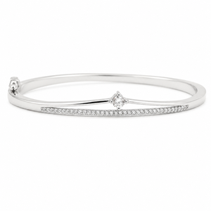 Pulsera Abierta de Plata de Ley 925 con Diamantes para Mujer, Acabado Pulido, Minimalista, Elegante, para Fiesta, Boda, Regalo, Joyería - Product Image 2