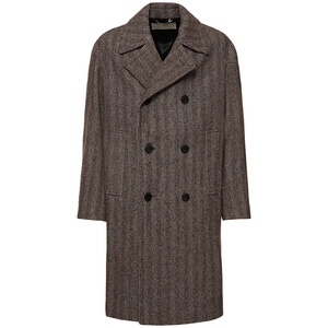<b>Men's</b> Herringbone Wool Blend Overcoat <b>Double</b> <b>Breasted</b> Long <b>Coat</b> Turn-Down Collar Breathable Windproof Winter Outerwear <b>Coats</b> - Product Image 2