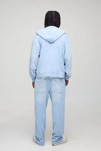Hot Sale Custom Logo Printed Acid Wash Hooded Men Luxury Tracksuit 100% Cotton Baggy Drawstring Jogger Set 2-Piece Embroidery - Product Image 4