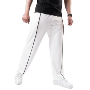 <b>Men's</b> <b>White</b> Track Pants Elastic Waist Side Stripe Casual Breathable Lightweight Summer Wear - Product Image 4
