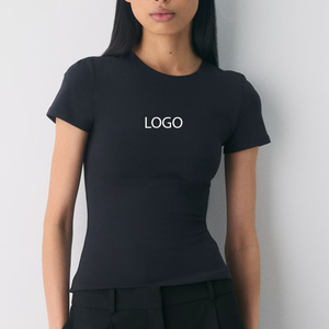 T-shirt basique pour femme en coton premium respirant, idéal pour le quotidien, prix fabricant, design uni avec logo. - Product Image 1