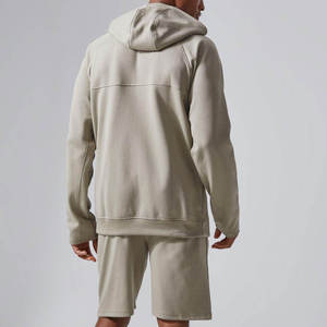 Ensemble survêtement athlétique pour homme : sweat à capuche zippé et short – Tenue de sport décontractée deux pièces - Product Image 3