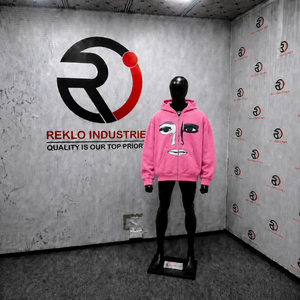 Sudadera con capucha rosa personalizada con diseño artístico, estilo urbano, holgada, gráfica, unisex, informal, con cremallera completa - Product Image 3