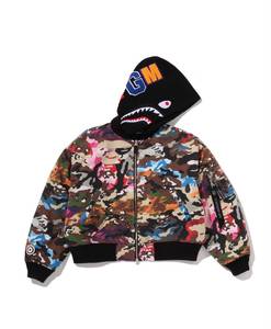 Hooded Camouflage Print <b>Fleece</b> <b>Lined</b> Bomber <b>Jacket</b> <b>Men</b> Streetwear Silk Screen Printed Zipper Closure Polyester Shell Autumn Wear - Product Image 1