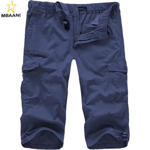 Shorts cargo 3/4 pour homme, coupe ample, élastique, style capri, décontracté, sous le genou, avec 7 poches - Product Image 5