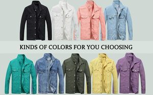 Nouveautés : Vestes en jean élégantes pour hommes, bleu foncé uni, effet usé, manches longues, multi-poches, veste d'hiver pour homme - Product Image 6