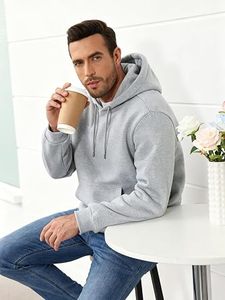 Men's 100% Cotton 300gsm <b>Blank</b> Heavy <b>Weight</b> Thick Printing logo Regular V-neck Lined Windproof Waterproof Hoodies Sweatshirt - Product Image 4