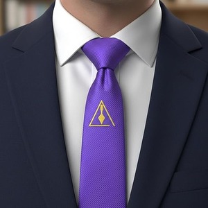 Royal & Select Master Satin Masonic Neck <b>Tie</b> - [<b>Purple</b> & Gold] Fabric type Polyester,Satin - Product Image 3