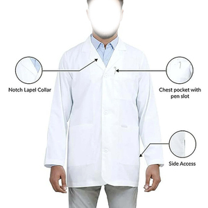 Blouse de laboratoire unisexe à col à revers et fermeture boutonnée pour usage hospitalier, prix raisonnable, vêtement d'extérieur pour médecin - Product Image 4