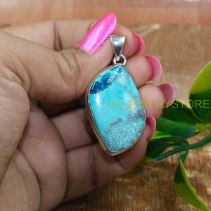 Collier pendentif en azurite bleue de grande qualité, en argent sterling 925, bijou en azurite bleue, cadeau pour petite amie - Product Image 4