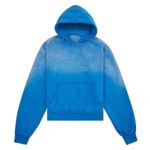 Sudadera con Capucha para Hombre, Degradado Azul Tie-Dye, Corte Regular, Algodón French Terry, Estilo Casual para Primavera - Product Image 4