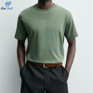 Camiseta de Algodón Verde para Hombre Blue Tech, Manga Corta, Cuello Redondo, Estilo Casual, con Estampado de Letras y Logotipo Frontal, Tejido de Punto, Estilo Urbano - Product Image 5