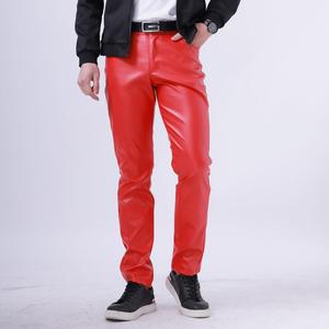 Pantalon décontracté pour homme en similicuir, léger, coupe droite, respirant, taille mi-haute, fermeture éclair, style streetwear, hiver - Product Image 4