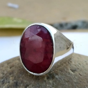 Bague pour homme en rubis rose naturel, rubis non chauffé et non traité, sertissage clos, cadeau d'anniversaire de mariage, pierre de naissance de juillet - Product Image 1
