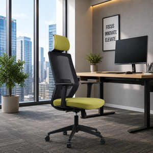 Silla Ergonómica de Oficina con Respaldo Alto y Soporte Lumbar, Ajustable en Altura, Tapizada en Tela Bouclé, Base Metálica - Diseño Moderno para Oficinas y Salas de Reuniones - Product Image 1