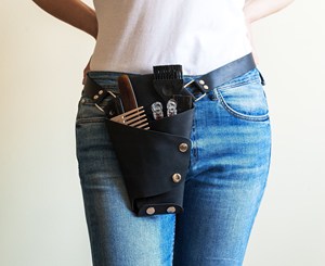 Funda de Cuero Genuino de Lujo para Tijeras de Barbero, Porta Tijeras Profesional para Estilistas, Bolsa de Cintura para Herramientas de Salón, Protección para Barberos - Product Image 1