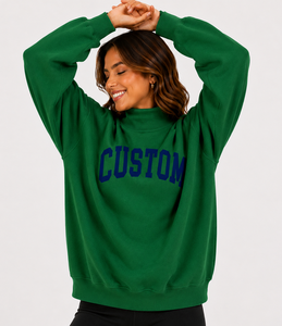Sweat-shirt oversize à col montant pour femme avec logo personnalisé, 100 % coton, épaules tombantes, pull décontracté et doux, style streetwear - Product Image 4