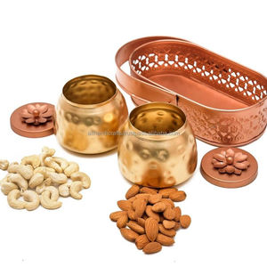 Copper Round Storage <b>Jar</b>, Dry Fruit Container, Tea Container With Lid Vintage Metal Table Decoration Durable Kitchen Accessory - Product Image 6