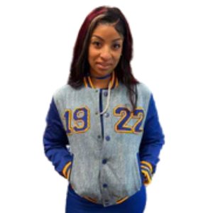 เสื้อแจ็คเก็ตยีนส์ Sigma Gamma Rho 1922 ปักลายเชนิลล์ เสื้อผ้าสตรีสำหรับชมรมนักศึกษากรีก คุณภาพพรีเมียม - Product Image 5