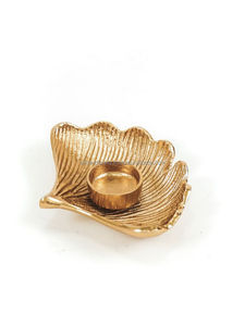 Indian Handicraft Filigree Vintage Metal Leaf Shape <b>Tealight</b> <b>Holder</b> - Artisan Pierced Shadow Votive Stand for Festive - Product Image 6
