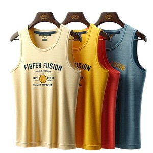 Camiseta sin mangas Premium para hombre Armario básico Essentials Ajuste cómodo Algodón de punto Colores Premium Sin mangas - Product Image 3