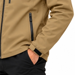 Men’s Lightweight Softshell Full Zip Outdoor Jacket Smooth Full Zip Modern Stand Collar Secure Chest Pocket Easy Side <b>Storage</b> - Product Image 6