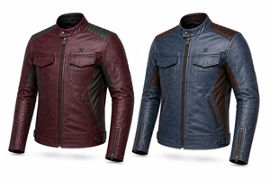 Chaqueta de Motociclista de Cuero para Hombre |   Transpirable |   Vino Tinto Marrón Azul Acero |   Fabricante OEM ODM Personalizable |   Premium - Product Image 5