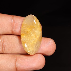 Golden Rutile <b>Quartz</b> Cabochon Oval Gemstone Natural Rutile <b>Quartz</b> Loose Stone For Jewelry Making <b>Rings</b> Pendants - Product Image 5