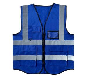 Gilet de sécurité haute visibilité jaune et bleu avec bandes réfléchissantes, vêtements de travail - Product Image 4