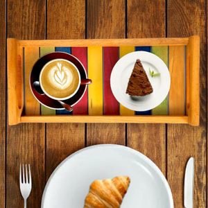 Bandeja de Madera para Servir con Asa, Multiusos, Colorida, para Servir Té y Café, Disponible al Precio Más Bajo para la Venta - Product Image 3