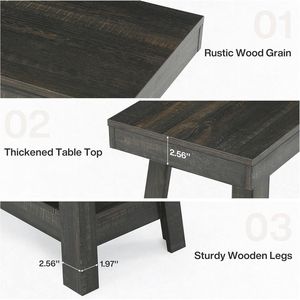 2-Tier Farmhouse-Style Wooden <b>End</b> <b>Table</b> with Storage Slim Narrow Nightstand for Living Room Small <b>Sofa</b> <b>Side</b> <b>Table</b> - Product Image 2