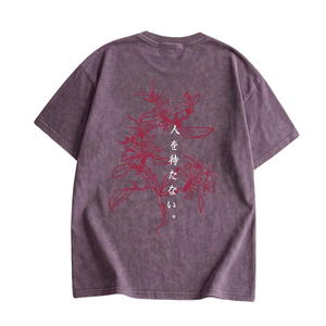 <b>Mens</b> for Washed Graphic <b>T</b>-<b>Shirt</b> Short Sleeve Crew Neck <b>Floral</b> Back Print Casual Streetwear 250g Front Breathable Quick Dry - Product Image 3