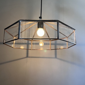 Modern Geometric Iron & Glass LED Pendant <b>Light</b> with Black Finish Contemporary <b>Indoor</b> Ceiling Hanging Lamp for Living Room - Product Image 2