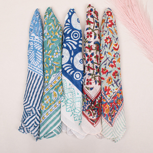 Pañuelo cuadrado multicolor de algodón absorbente de sudor, pañuelo con estampado étnico floral, accesorios unisex transpirables de verano - Product Image 6