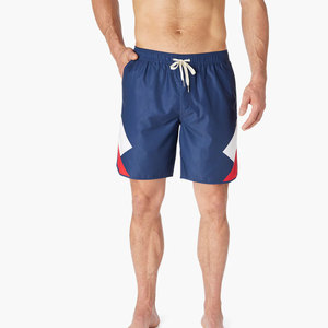 Men's Navy Blue Solid Board Shorts Quick Dry <b>Elastic</b> Waist Casual Swimwear 100% Nylon Waterproof Eco-Friendly - Product Image 1