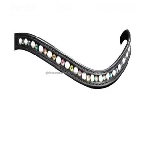 Banda de cuero de canal vacío para cejas de caballo, con perlas de diseño decorativo multicolor y cadena de cristal - Product Image 3