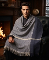 Châles pour hommes en cachemire tissé épais 2 plis, mélange de laine, taille 135x270 cm