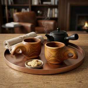 Taza de Té de Madera Rústica Hecha a Mano, Diseño Clásico para Café, Agua, Té, Taza de Madera Maciza con Asa para Café, Té y Bebidas - Product Image 2