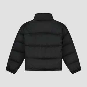 Blouson d'hiver matelassé pour homme, col montant, fermeture éclair, coupe-vent, noir uni, décontracté, épais, rembourré de duvet, en polyester - Product Image 2