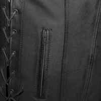 Gilet de motard en cuir véritable pour homme, imperméable, sans manches, avec fermeture éclair sur le devant, sangles réglables et poches latérales