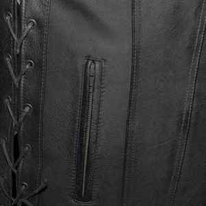 Chaleco de Motociclista de Cuero Genuino para Hombre, Impermeable, para Invierno, sin Mangas, con Cierre Frontal, Bolsillos Laterales con Correa Ajustable - Product Image 5