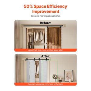 Kit Binario per Porta Scorrevole a Soffietto (Barn Door) da 52 Pollici, Montaggio Superiore, Resistente, Facile Installazione, Scorrimento Fluido e Silenzioso - Product Image 3