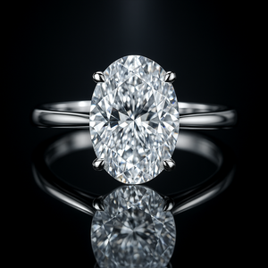 Stunning Oval Prong Solitaire Engagement <b>Ring</b> With 1Ct Lab Grown Diamond And Hidden Halo 18K Yellow White Rose Gold Option - Product Image 1